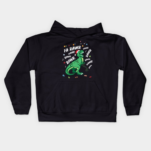 Fa Rawr Dinosaur Rex Crashing Christmas Funny Kids Hoodie by GDLife